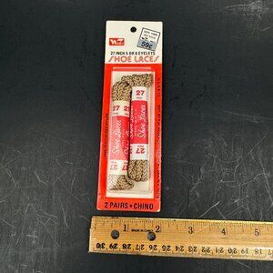 Vtg Woolworth Co Shoe Laces 27 in 5 or 6 Eyelet Light Brown Tan Chino Color Prop